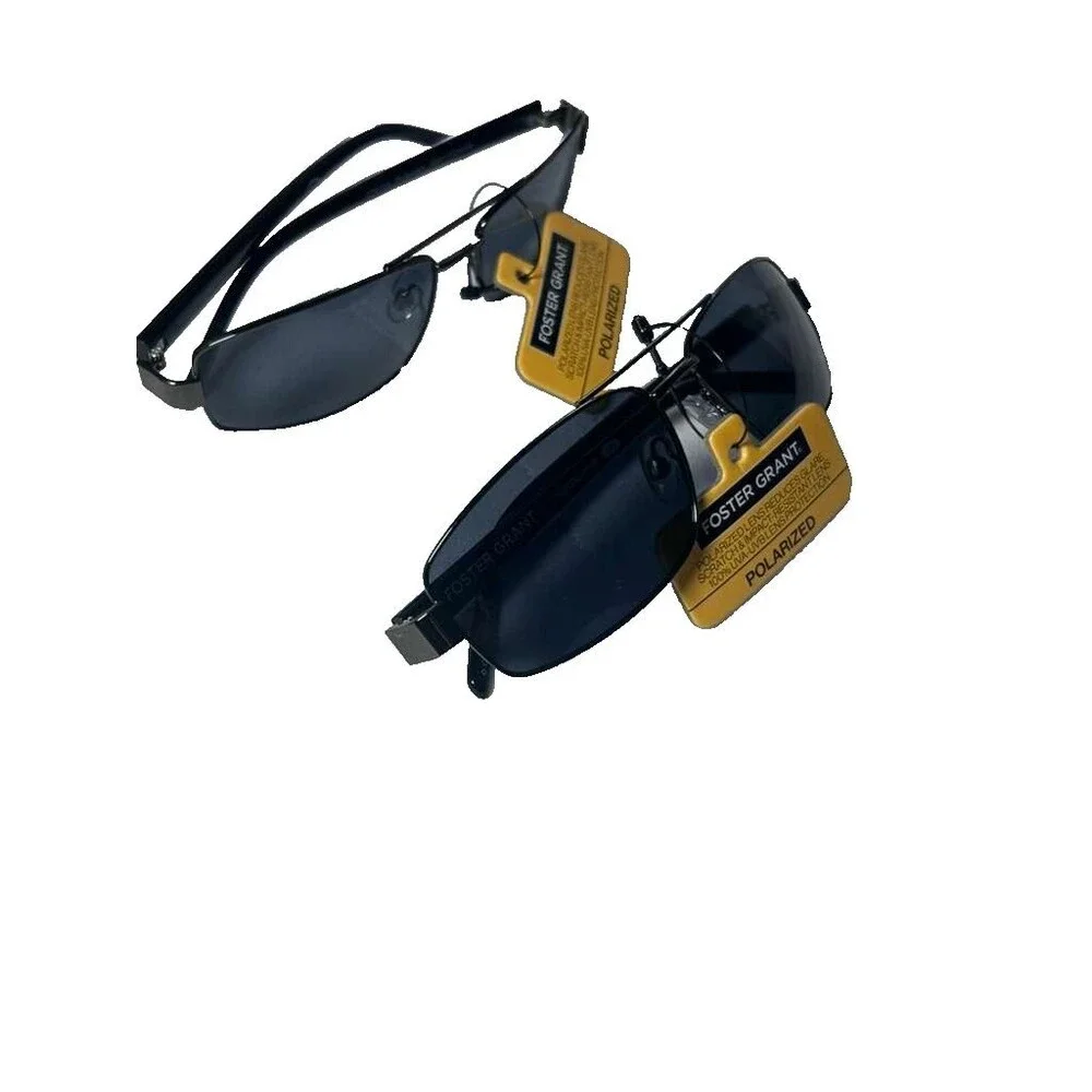 Foster Grant Rectangle Sunglasses Black Fashion Polarized 2 pack Bundle New